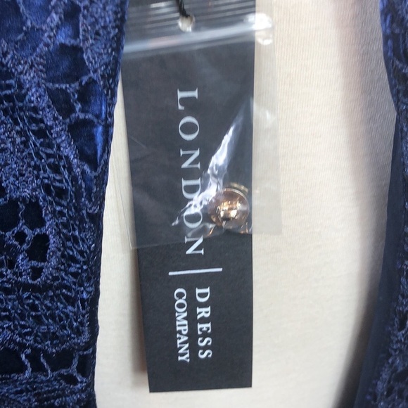 The London Company Dress Midi Navy Lace Evening 8 - Picture 8 of 11